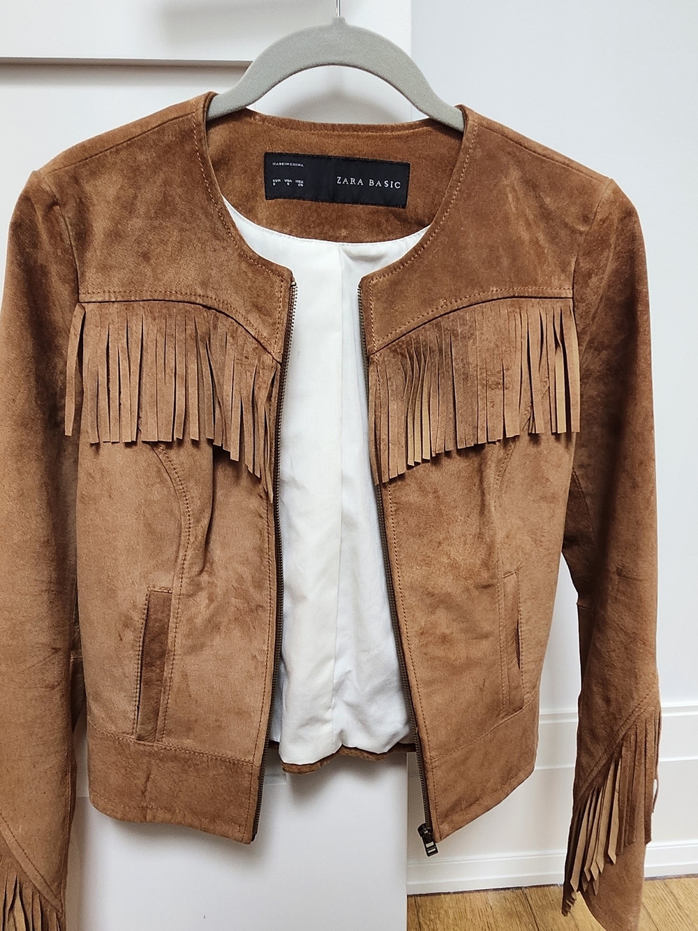 Zara Tan Suede Fringe Jacket
